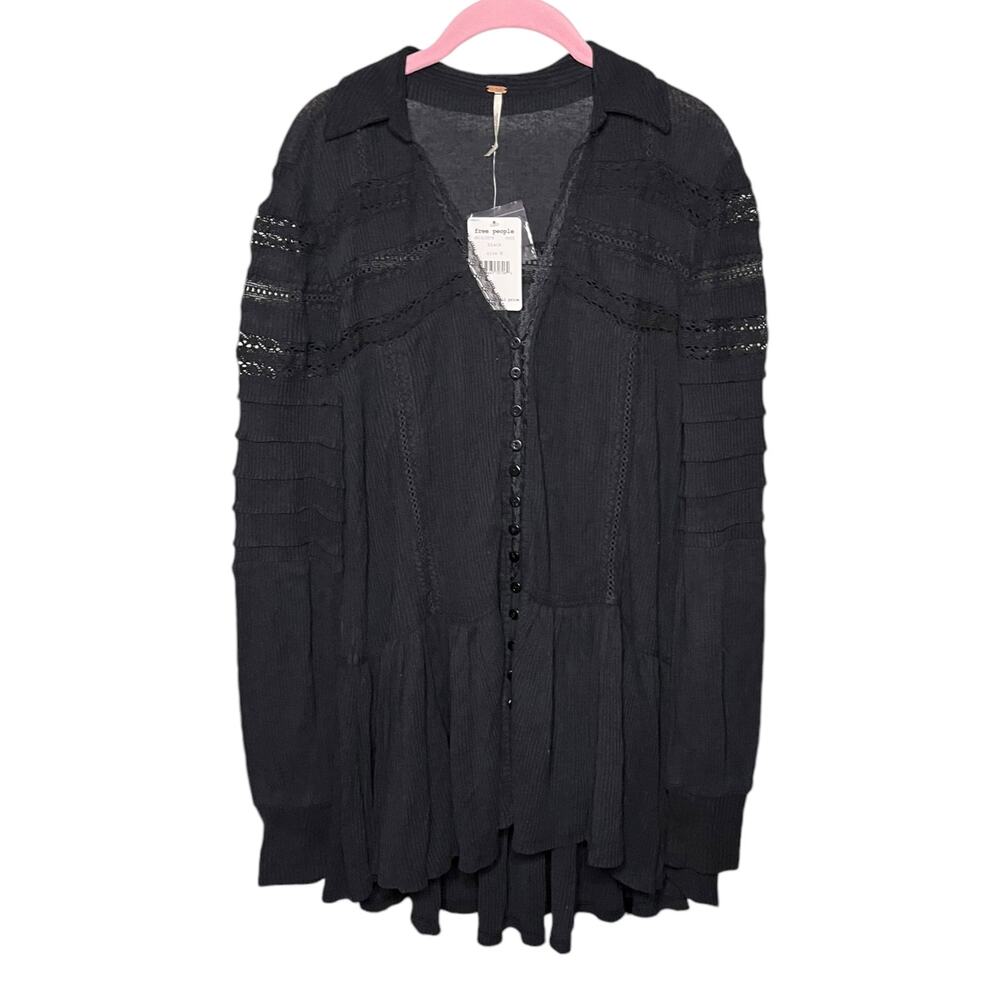 Free People Set to Stun Tunic Black Size Medium
